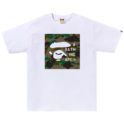 Pre-owned Bape 1st Camo Face Tag Logo Tee 'white'