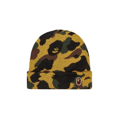 Pre-owned Bape 1st Camo Knit Hat 'yellow'