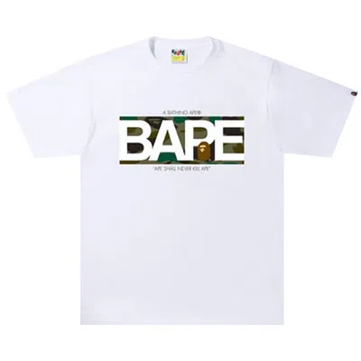 Pre-owned Bape 1st Camo Logo Tee 'white/green' | Men's Size S