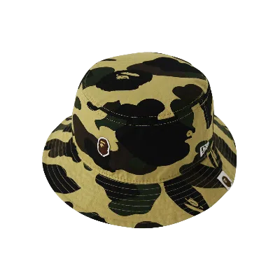 Pre-owned Bape 1st Camo New Era Bucket Hat 'yellow'
