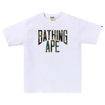 Pre-owned Bape 1st Camo Nyc Logo Tee 'white/green'