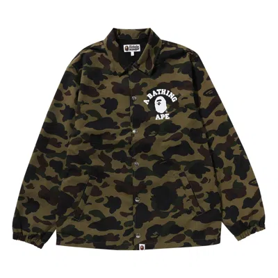 Pre-owned Bape 1st Camo Nylon Tussah Coach Jacket 'green'