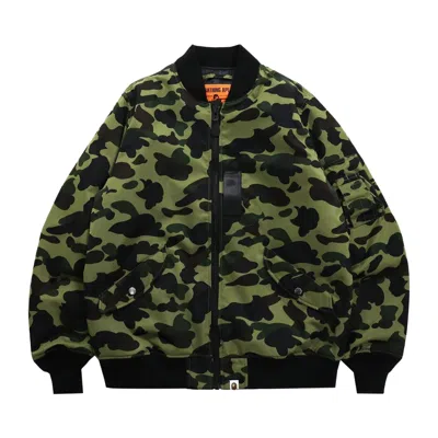 Pre-owned Bape 1st Camo Nylon Twill Ma-1 Jacket 'green'