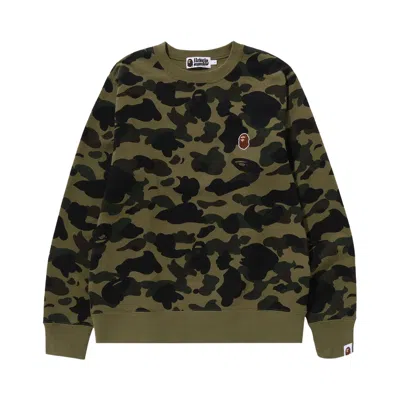 Pre-owned Bape 1st Camo One Point Crewneck 'green' | Men's Size S