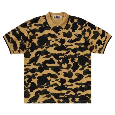 Pre-owned Bape 1st Camo One Point Polo 'yellow'