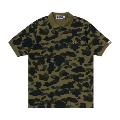 Pre-owned Bape 1st Camo One Point Regular Fit Polo Shirt 'green' | Men's Size L