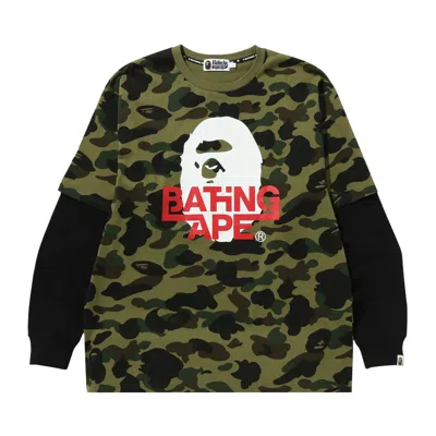 Pre-owned Bape 1st Camo Relaxed Fit Layered Long-sleeve Tee 'green'