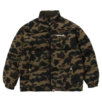 Pre-owned Bape 1st Camo Reversible Down Jacket 'green'