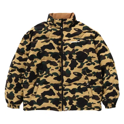 Pre-owned Bape 1st Camo Reversible Down Jacket 'yellow'