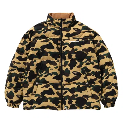 Pre-owned Bape 1st Camo Reversible Down Jacket 'yellow'