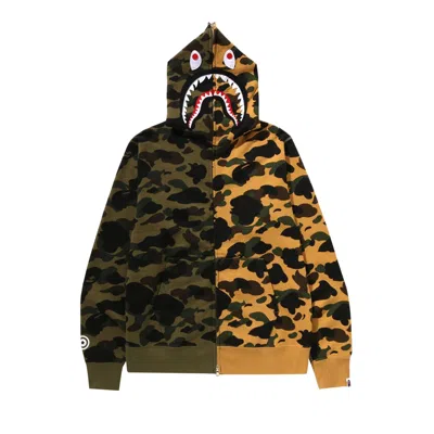 Pre-owned Bape 1st Camo Separate Shark Full Zip Hoodie 'green' | Men's Size L