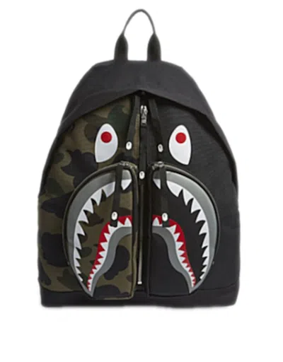 Pre-owned Bape 1st Camo Shark Day Pack In Green