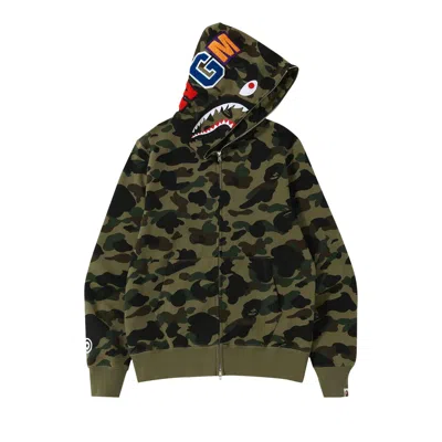 Pre-owned Bape 1st Camo Shark Full Zip Hoodie 'green'