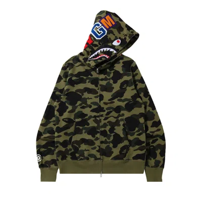 Pre-owned Bape 1st Camo Shark Full Zip Hoodie 'green'