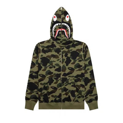 Pre-owned Bape 1st Camo Shark Full Zip Hoodie 'green' | Men's Size M