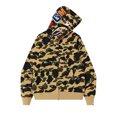 Pre-owned Bape 1st Camo Shark Full Zip Hoodie 'yellow' | Men's Size M
