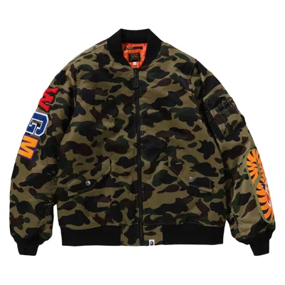Pre-owned Bape 1st Camo Shark Ma-1 Jacket 'green' | Men's Size M
