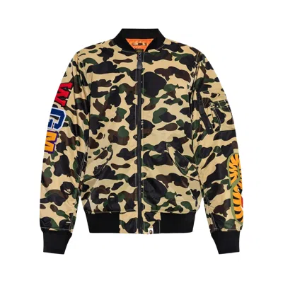 Pre-owned Bape 1st Camo Shark Ma-1 Jacket 'yellow' | Men's Size L