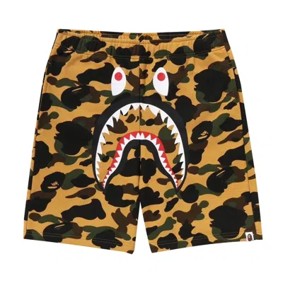 Pre-owned Bape 1st Camo Shark Regular Fit Sweat Shorts 'yellow' | Men's Size L