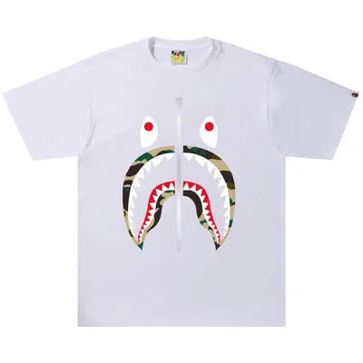 Pre-owned Bape 1st Camo Shark Tee 'white/yellow' | Men's Size L