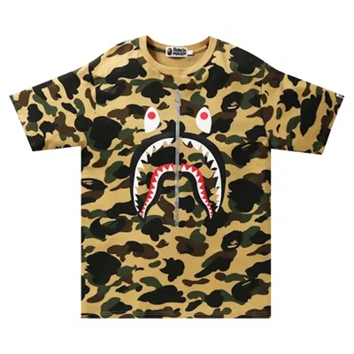 Pre-owned Bape 1st Camo Shark Tee 'yellow' In Multi-color
