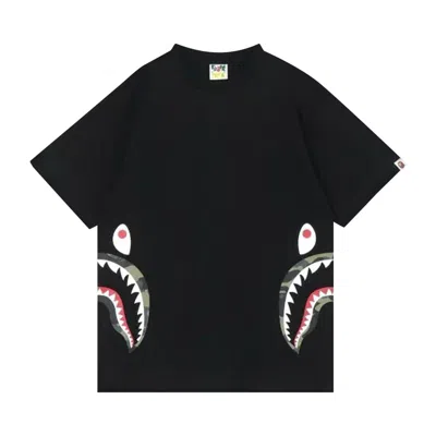 Pre-owned Bape 1st Camo Side Shark Tee 'black/green'