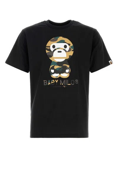Bape 1st Camp Baby Milo Cotton T-shirt In Black