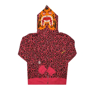 Pre-owned Bape 1st Leopard Camo Tiger Full Zip Hoodie 'pink' | Men's Size M
