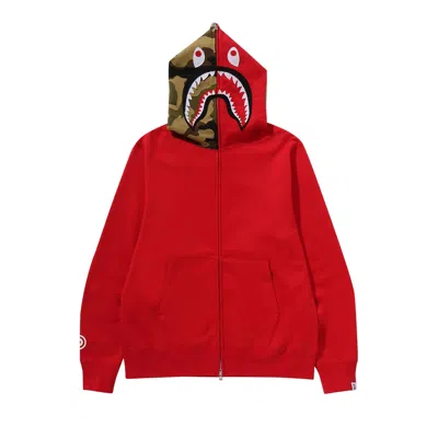 Pre-owned Bape 1st Shark Full Zip Hoodie 'red'