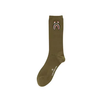 Pre-owned Bape 1st Shark Socks 'olive Drab' | Green | Men's Size L