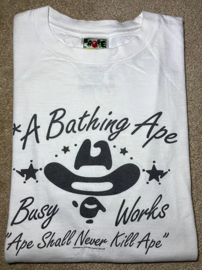 Pre-owned Bape 2009  Cowboy Western Busy Works Ape Logo Nigo Baby Milo In White