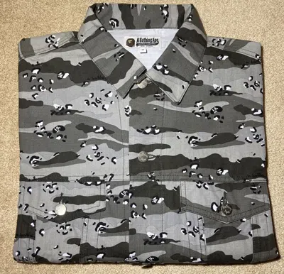 Pre-owned Bape 2018  Gray Ape Face Camo Jacket Logo Denim Black Loose