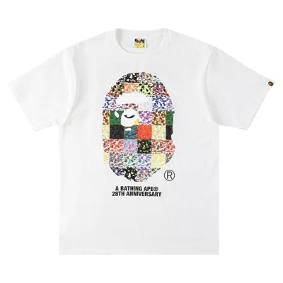 Pre-owned Bape 28th Anniversary Ape Head T-shirt 'white'