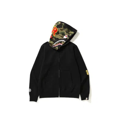 Pre-owned Bape 2nd Shark Full Zip Hoodie Black/camo