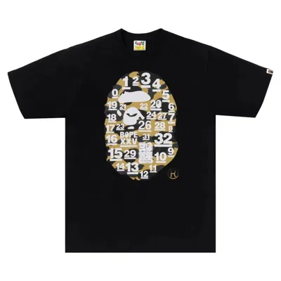 Pre-owned Bape A Bathing Ape 32nd Anniversary 1st Camo Big Ape Head Tee 'black/yellow' | Men's Size Xl