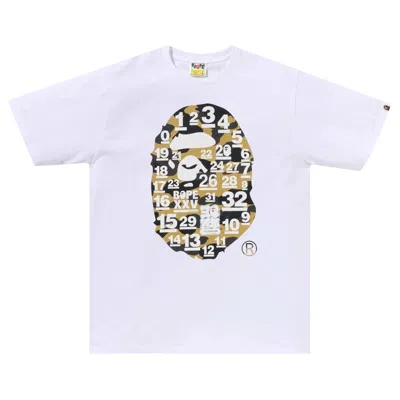 Pre-owned Bape A Bathing Ape 32nd Anniversary 1st Camo Big Ape Head Tee 'white/yellow' | Men's Size Xl