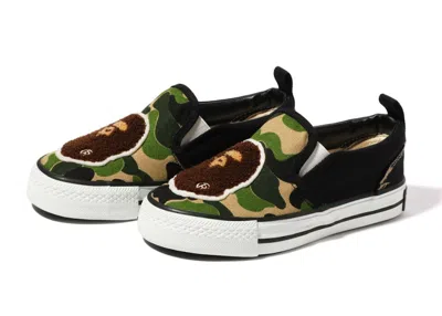 Pre-owned Bape A Bathing Ape Ape Head Slip On Abc Camo Sneakers In Green/orange/white In Multi