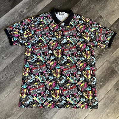 Pre-owned Bape A Bathing Ape  Baby Milo Diner Polo In Black