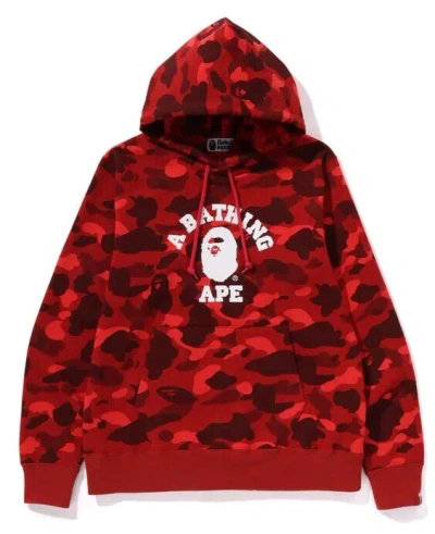 Pre-owned Bape A Bathing Ape  "color Camo College Pullover Hoodie" Red 1k20-114-006 Size M