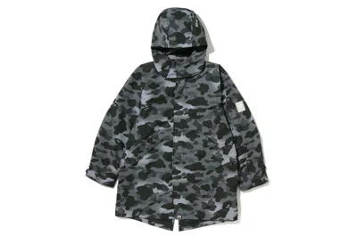 Pre-owned Bape A Bathing Ape  Jacket Grid Camo Relaxed Fit Fish Tail Coat Black 1i80140007