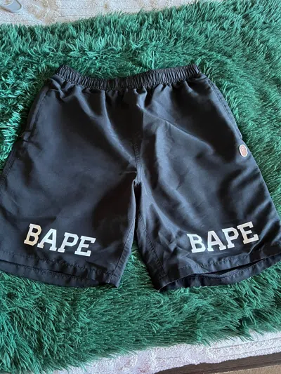 Pre-owned Bape A Bathing Ape () Logo Shorts With Zipper Pockets In Black