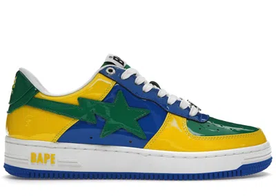 Pre-owned Bape A Bathing Ape  Sta Brazil Sneakers In Blue/yellow/green In Multi