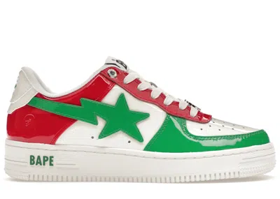 Pre-owned Bape A Bathing Ape  Sta Italy Sneakers In White/green/red