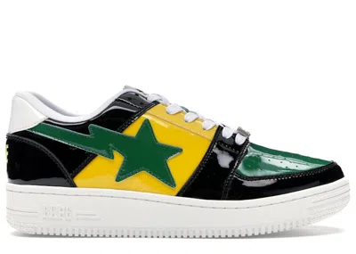 Pre-owned Bape A Bathing Ape  Sta Low Block Sneakers In Black/yellow/green