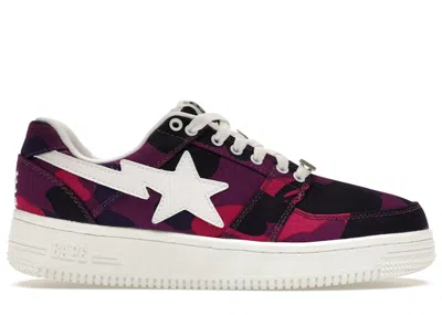 Pre-owned Bape A Bathing Ape  Sta Low Camo Sneakers In Purple/white In Multi