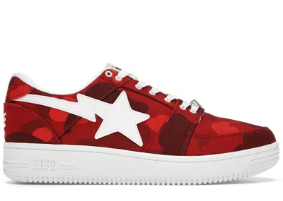 Pre-owned Bape A Bathing Ape  Sta Low Camo Sneakers In Red/white In Multi