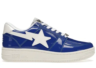 Pre-owned Bape A Bathing Ape  Sta Low Patent Sneakers In Blue/white In Multi