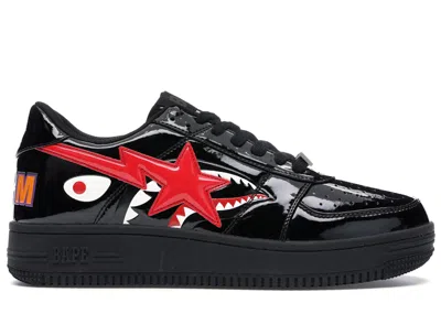 Pre-owned Bape A Bathing Ape  Sta Low Shark Sneakers In Black/red