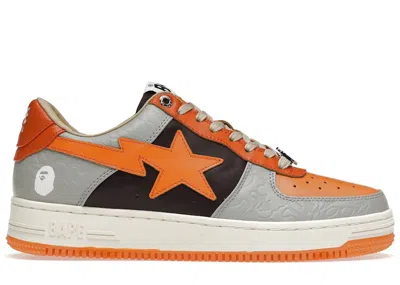 Pre-owned Bape A Bathing Ape  Sta Low Sneakers In White/grey/orange In Multi