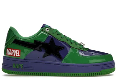 Pre-owned Bape A Bathing Ape  Sta Marvel Comics Hulk (2022) Sneakers In Green/purple In Multi